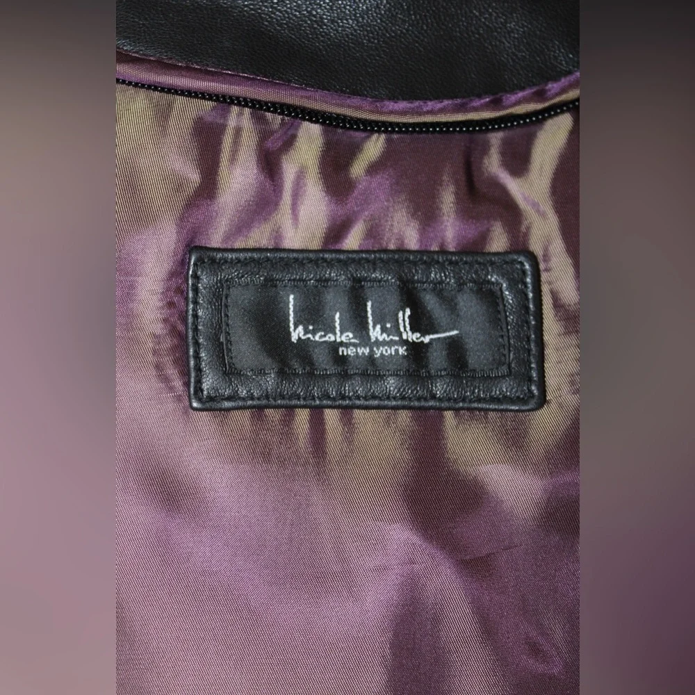 NICOLE MILLER Y2K Black Genuine Leather Coat Car Jacket (Detachable Liner) - Picture 15 of 17